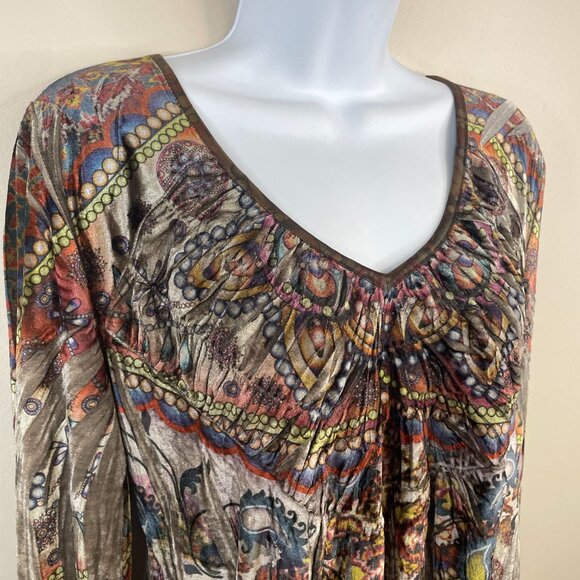 Vintage Y2K Womens Forest Fairy Velvet Velour Tunic Top Sz M Fall Artsy Boho - Picture 4 of 13